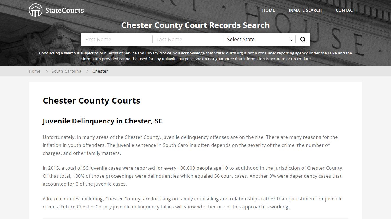 Chester County, SC Courts - Records & Cases - StateCourts